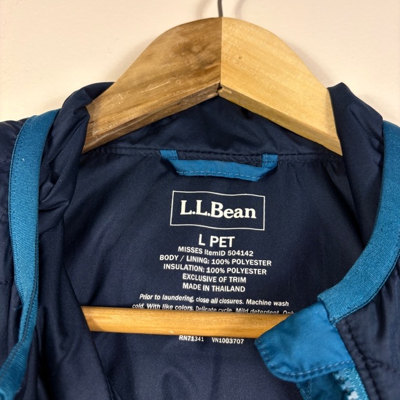 LL Bean Blue Katahdin Insulated Pullover Half Zip Quilted Hooded Jacket - Picture 5 of 7